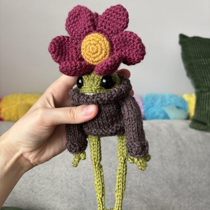 Breloczek Żabka z kwiatkiem