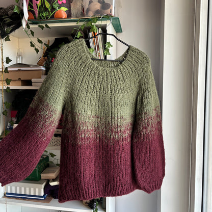 Sweter z alpaki zielono-bordowy